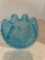 Vintage mid century Fenton peacock blue bowl, Boyd art glass Virgil the clown and Antique Custard