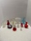 Fenton hobnail cruets, fan vase, cat on nest, other colorful glass