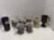 Pottery mugs, including Bennington