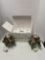 2 Mosser glass Jennifer sets, Glass candleholders, and two ceramic birds mark Japan