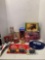 NASCAR items, Larry Nance, bobble head, old Steelers beer cans, tobacco and Coffee tins