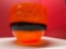 Art glass blown orange and black bowl