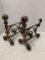 Wrought iron and brass andirons firedogs
