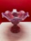 Fenton Glass Pedestal Bowl Compote Ruffled Candy Dish Pink Block and Star