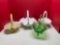 Fenton glass, satin, milk glass baskets two with labels