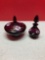 Fenton Glass Aubergine Limited Ed Powder Dish and perfume bottle Purple Hand Painted