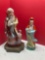 porcelain Chinese God on brass base and porcelain Chinese goddess of mercy
