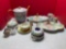 Porcelain hand-painted tea pot, Trinket Box, cup and saucer, egg cup more