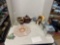 hull drip glaze other pottery and glass, pottery squirrel, metal tea Tins