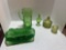 Beautiful green glass lot, imperial glass, colonial, and large wheel basket