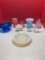 Fenton blue hobnail candleholder, vases, oil, and vinegar more