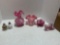 Fenton cranberry opalescent glass vase, hobnail ruffled vase, hobnail cranberry shoe Fenton. salt