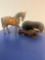 wooden carvings 9.5 inch carved and painted horse, walnut lion and black bear