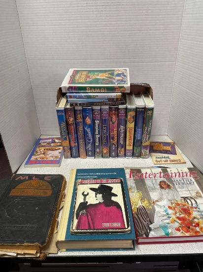 Disney DVDs, and old cookbooks