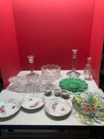 Clear, glass, bowls, candle, sticks, and more