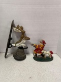 Vintage cast iron bell and cast iron doorstop or bookend