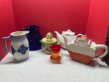 Ceramic lemon head juicer, Fraunfeltet art deco teapot, more