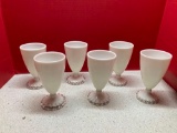 6 Fenton white silver crest goblets