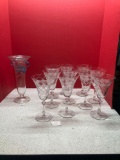 Rare Steuben Su-Noke vase and set of 10 Duncan goblets
