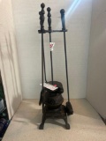 vintage cast iron pot belly stove fireplace set