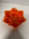 vintage Viking orange glass bowl six petal