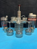 vintage drink shakers shot dispenser stainless steel shot glasses