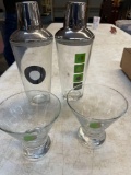 vintage cocktail shakers martini glasses plus misc drink glasses