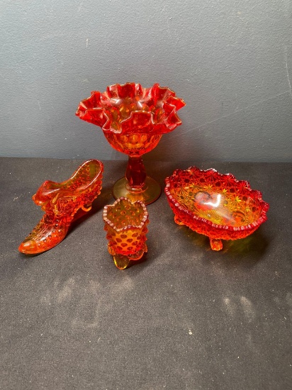 Fenton Amberina four pieces