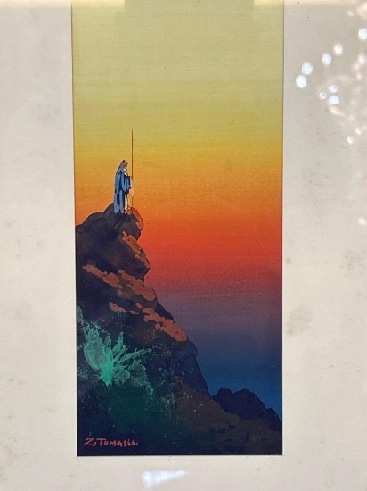 Framed artwork Christ on mountain 9 x 18 inches