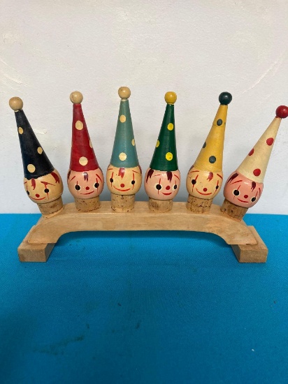 Amazing vintage clown wine corks marked Japan