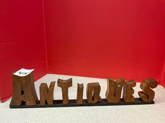 Antiques wooden display sign