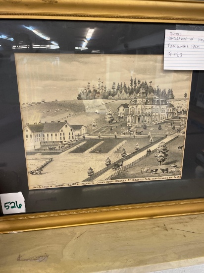 Framed engraving of HEGARTY Pennsylvania Farm