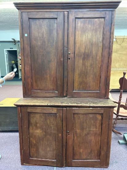 One piece, primitive wood cupboard