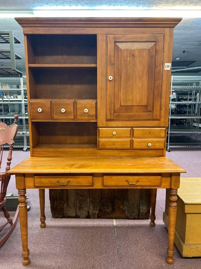 two-piece desk, drawers, and doors, solid wood