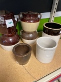 vintage pottery crocks and cookie jars