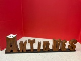 Antiques wooden display sign