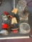 Vintage butter churn and butter churn parts, tops and bottoms