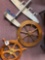 ships wheel, wood airplane