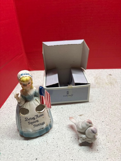 Lladro Birds in box, Betsy Ross, spoon storage figurine