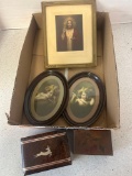 vintage framed photographs, Jesus, jewelry boxes