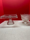 vintage Fostoria Square cake plate compote