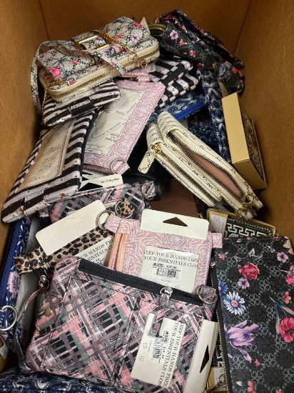 box of new ladies wallets