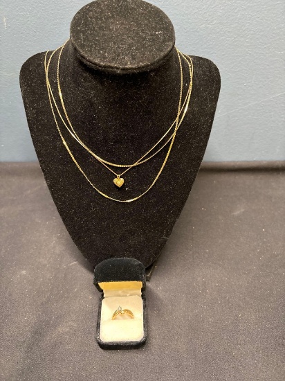 14 karat ring and necklaces totaling 12.5 grams