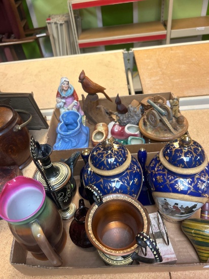 crackle glass, ceramic porcelain pottery, wooden collectibles and more
