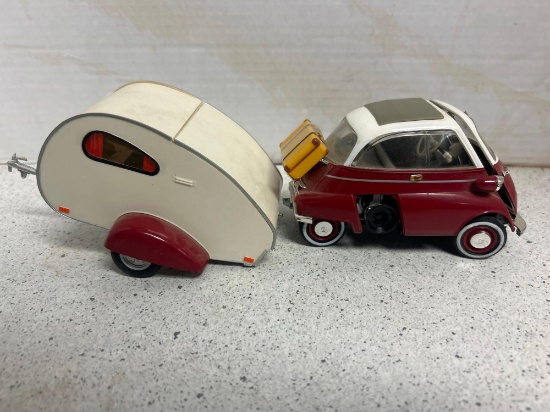 BMW isetta diecast car and moldi 1 camper