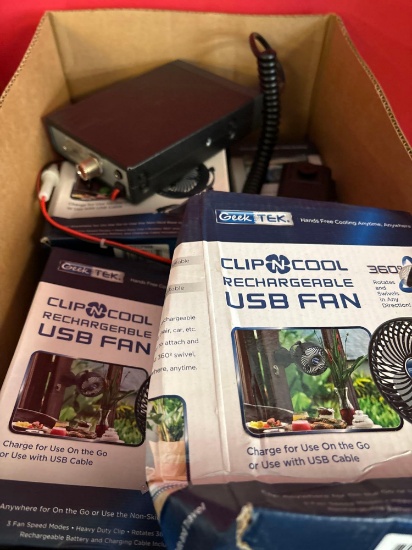 box of USB fans new
