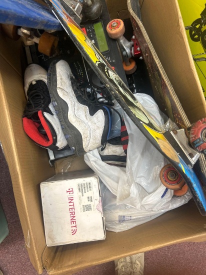 vintage skateboards and electronics