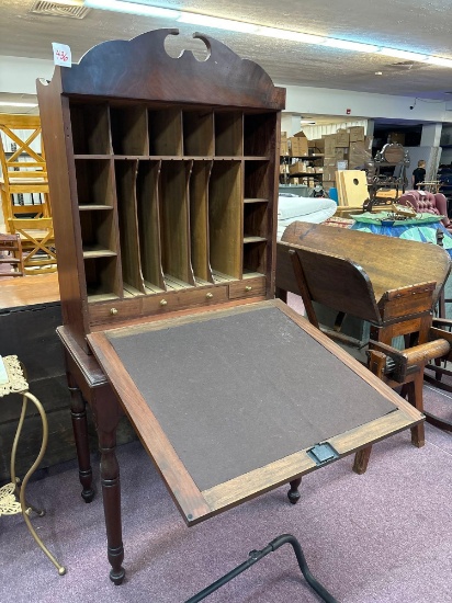 Antique drop front desk with cubbyholes