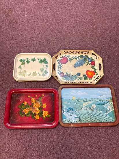 4 vintage trays
