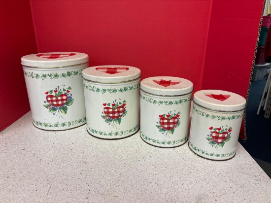 Vintage Ballonoff Metal cottage canister set